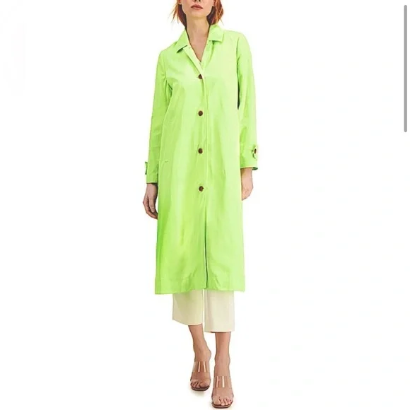 Alfani Garden Oasis Lime Peel Trench Coat Size XS - Picture 2 of 2